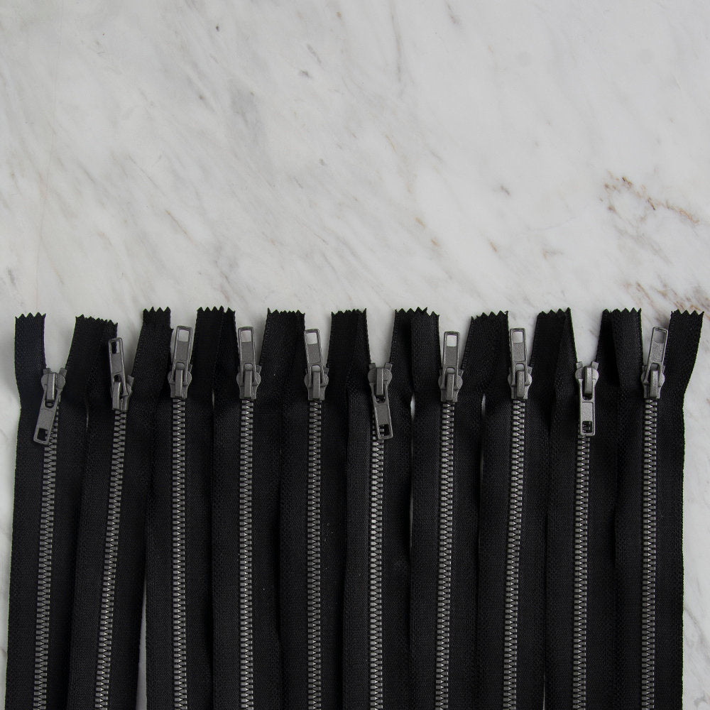 Loren 10 adet 16 Cm Siyah Dipli Kemik Fermuar